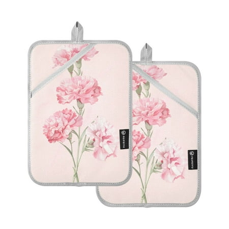 

Pot Holders Set of 2 Heat Resistant 338℉ Kitchen Oven Gloves Potholder Cooking Baking Microwave Mitts Pink Carnation