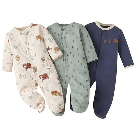 

Qcmgmg Infant Winter Long Sleeve Cotton 0-12M One-Piece Cartoon Footies