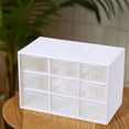 thumbnail image 4 of Caja de almacenamiento con cajón de escritorio, a prueba de polvo, organizador de escritorio de 3 niveles para 9 Rejilla Blanca, 4 of 8