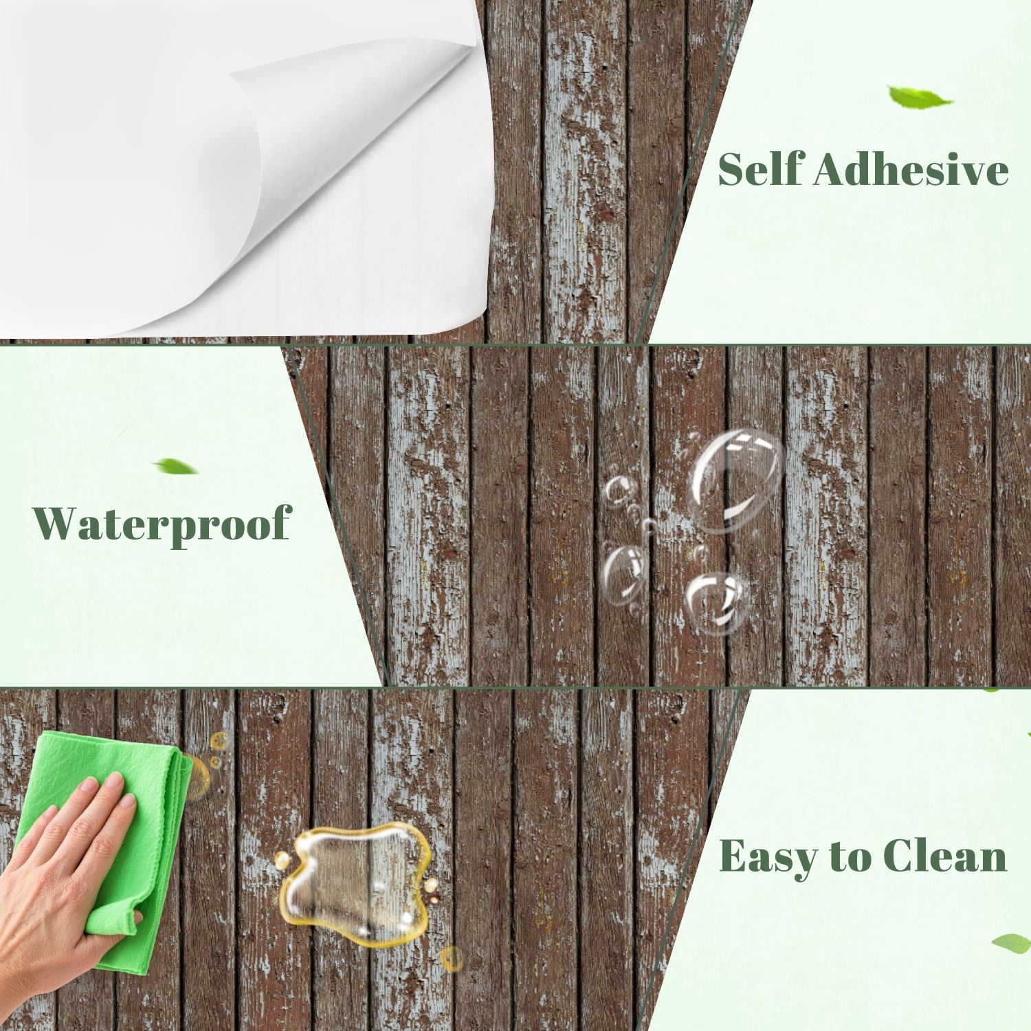 Peel and Stick Wallpaper Weathered Wooden Planks Peeling Paint Rustic Texture 17.7in x 118in Contact Paper Removable Self Adhesive Wall Mural Wall Decor for Bedroom Kitchen Cabinets