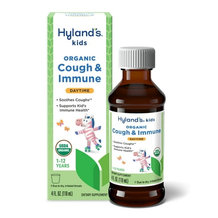 Hyland's Kids Organic Cough & Immune, Ages 1-12, Daytime, 4 fl oz, Over the Counter