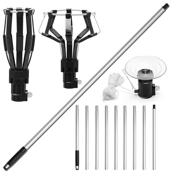 Bohorizon Light Bulb Changer with Extension Pole for High Ceiling,  12 Ft Reach,  Pack of 1,  Black and Silver