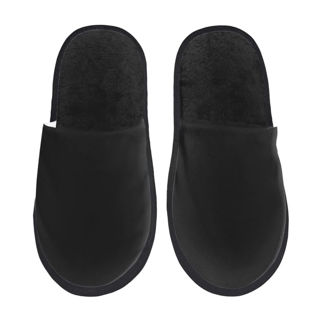Fotbe Black Pantuflas Peludas para Mujer con Estampado, Zapatillas de Peluche, Zapatos de Invierno para Casa, Uso Interior y Exterior-Large