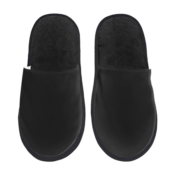 Fotbe Black Pantuflas Peludas para Mujer con Estampado, Zapatillas de Peluche, Zapatos de Invierno para Casa, Uso Interior y Exterior-Large