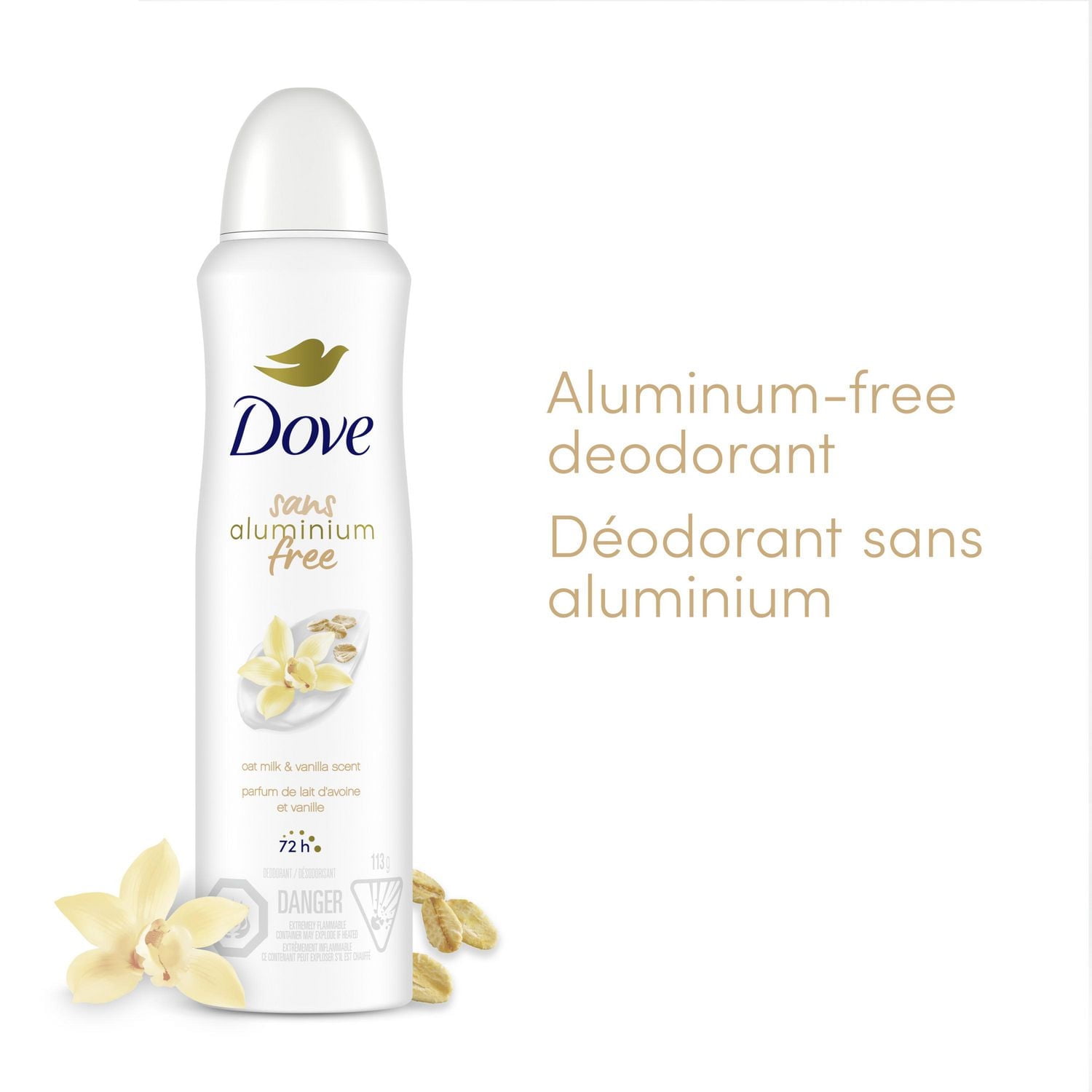 Dove Aluminum Free Deodorant Dry Spray Dry Spray for Women Oat Milk & Vanilla Scent Oat Milk & Vanilla Scent, 113g