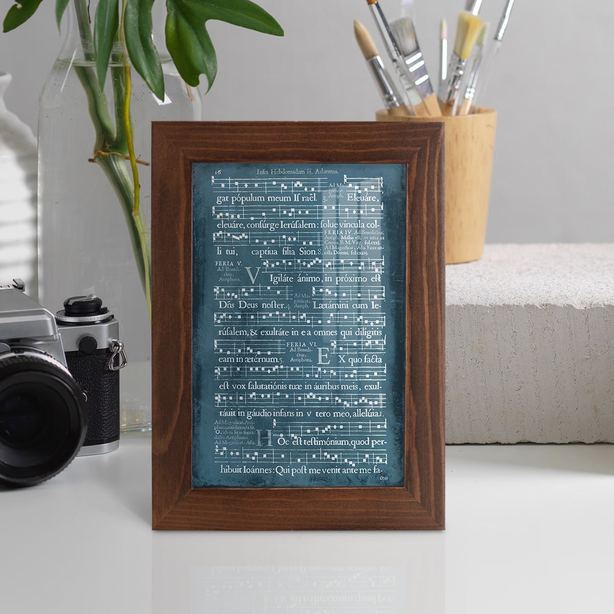 Graphic Songbook I -Framed Print w/glass-Chestnut