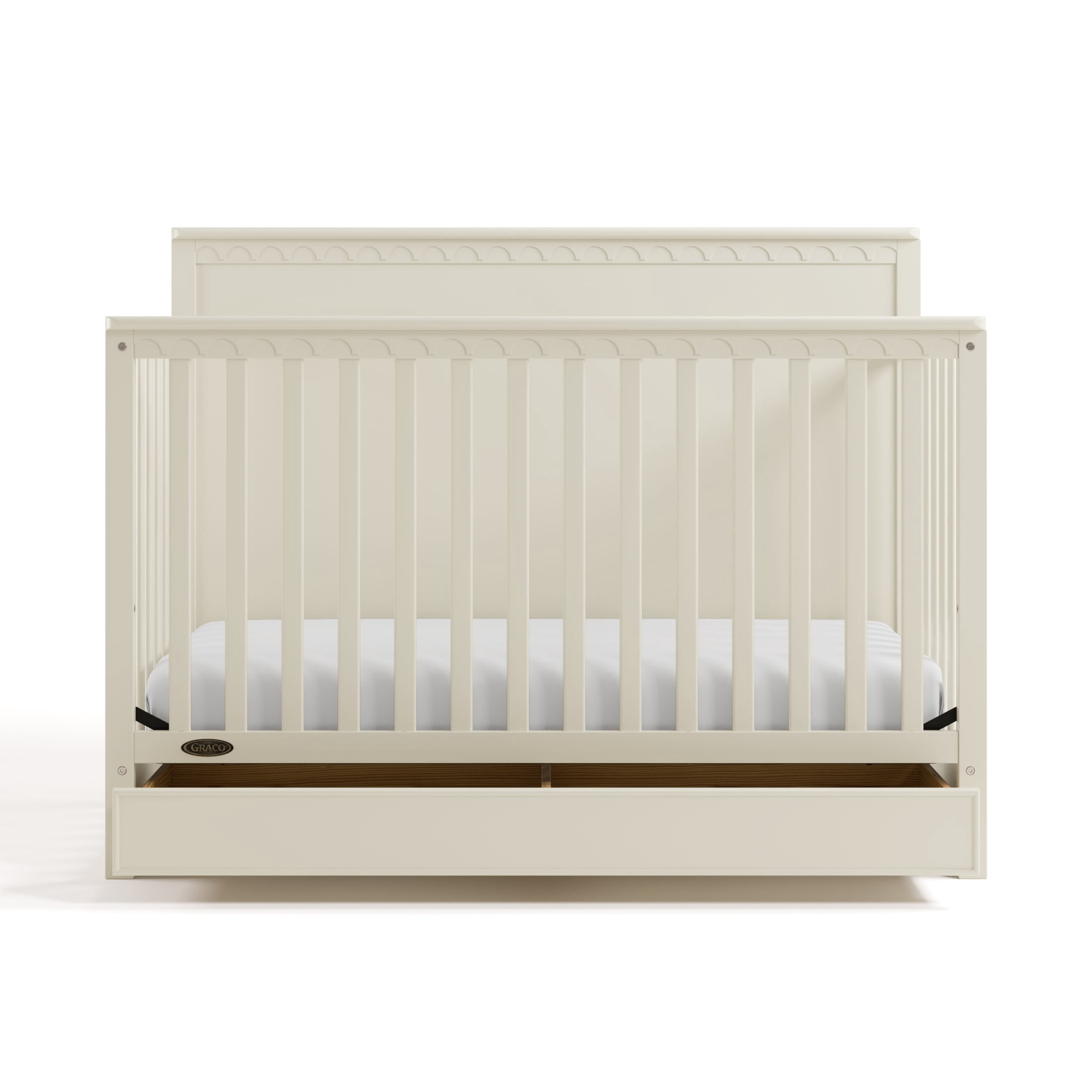 Graco Sasha 5-in-1 Convertible Baby Crib with Drawer, Frosted Oat