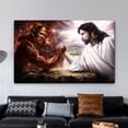 thumbnail image 3 of Jesus VS Devil Picture Framed Wall Decor Jesus Fights Satan Wall Art for Bedroom Office Framed Ready to Hang, 3 of 7