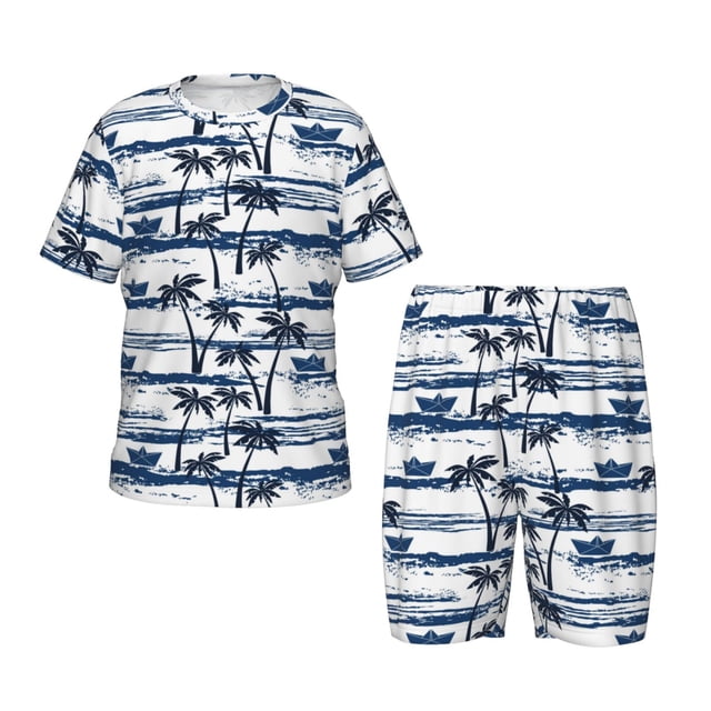Balery Palm Tree Conjunto de Pijama Infantil de Manga Corta con Estampado – Ropa de Dormir de Algodón Suave-3X-Large