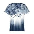 thumbnail image 4 of Summer Saving Wycnly Womens Blouses and Tops Dressy Fashion Going out Loose Fit Comfy Lightweight Ladies Tshirts Summer Floral V-Neck Short Sleeve Cute Tees Tops Navy l, 4 of 5