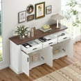 thumbnail image 5 of 63 Inch Fluted Buffet Cabinet With 4 Doors And 3 Drawers For Kitchen Dining Room Living Room Storage, White Console Table With Coffee Bar Station, 5 of 9