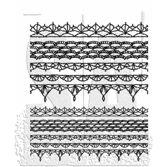 Tim Holtz Cling Stamps 7"X8.5"-Crochet Trims