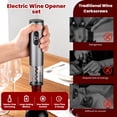 thumbnail image 6 of Rechargeable Electric Wine Opener Set in Matte Black, 1-Touch Automatic Cork Removal with Charging Base, Aerator, Foil Cutter & Vacuum Stoppers, 6 of 9