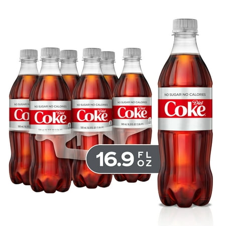 (4 Pack) Diet Coke Sugar-Free Soda, 16.9 Fl Oz, 6 Count