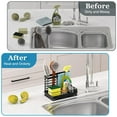 thumbnail image 5 of Kitchen Sink Caddy Organizer Sponge Holder for Kitchen Sink Organizer with Removable Drain Tray - black, 5 of 5