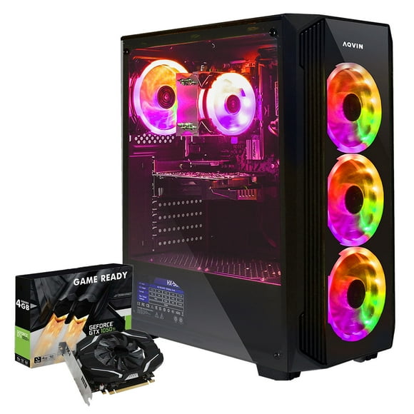 AQVIN Gaming Desktop Tower Computer with GTX 1050 Ti 4GB GDDR5 (HDMI)- Intel Core i7 9700 8-Core Processor Up to 4.7Ghz| 32GB RAM DDR,1TB SSD Storage| WiFi ready, Windows 11 Pro RGB Keyboard & Mouse
