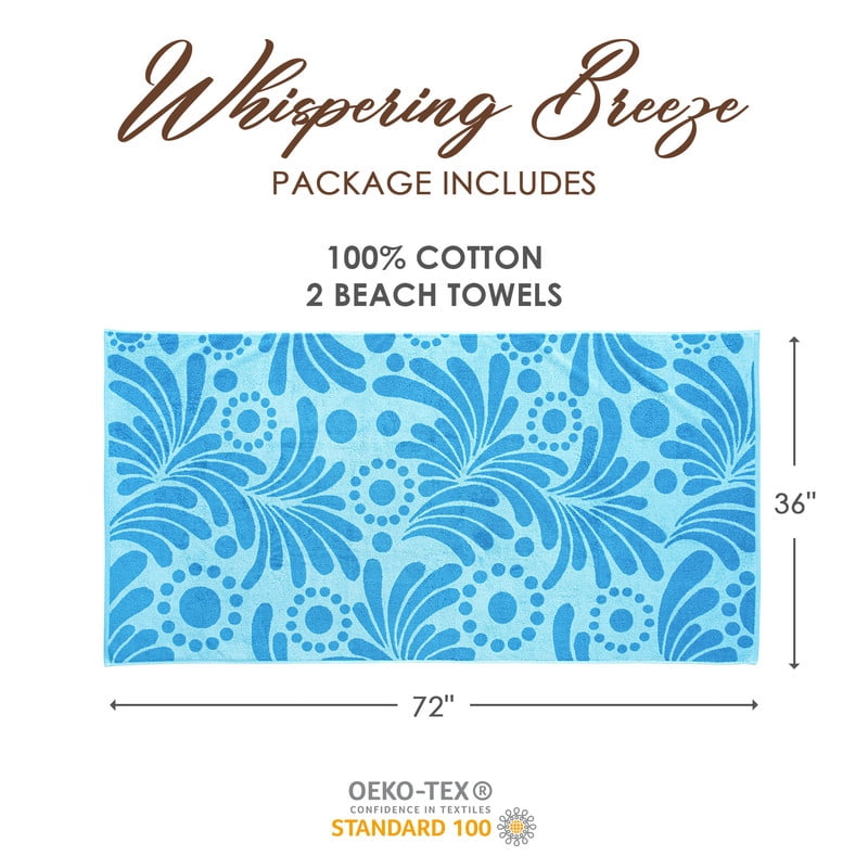 Evimpex 100%-Cotton 2pcs/SET Beach & Pool Towels - Large Cotton Towels for Pool, Beach, Bath, Gym & More - Soft, Absorbent & Oversized Beach Towels 36” x 72”
