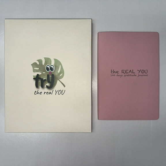 Pink TheRealYou 100 Days Gratitude Journal, Gratitude & Self Love Motivational Memory Notebook
