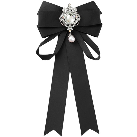 INSPIRE CHIC Women's Back to School Pre-Tied Neck Tie Ribbon Elegant Bowknot Bow Tie Bow Tie Brooches Black One Size