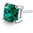 thumbnail image 2 of 1.72 ct Cushion Cut Green Created Emerald Stud Earrings in 14K White Gold, 2 of 4