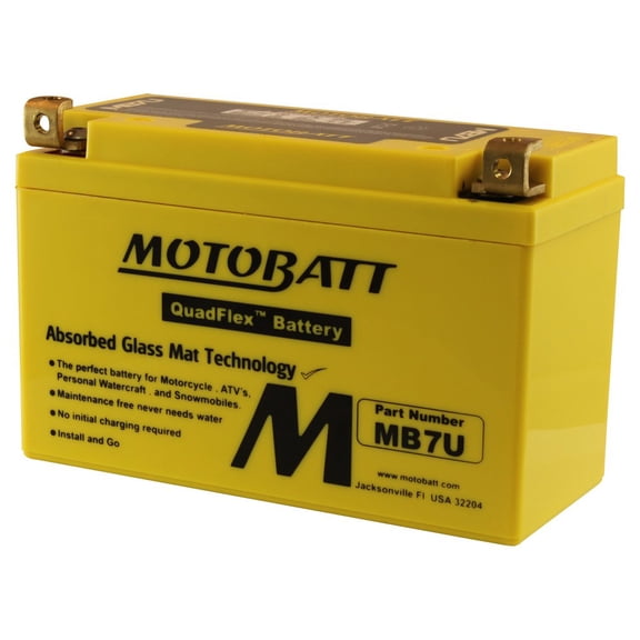 12 Volt 6.7 Ah MotoBatt MB7U Sealed Maintenance Free AGM Battery