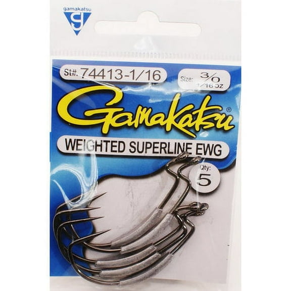 Gamakatsu Superline EWG Wgt1/16oz 3/0 NSB 5pk