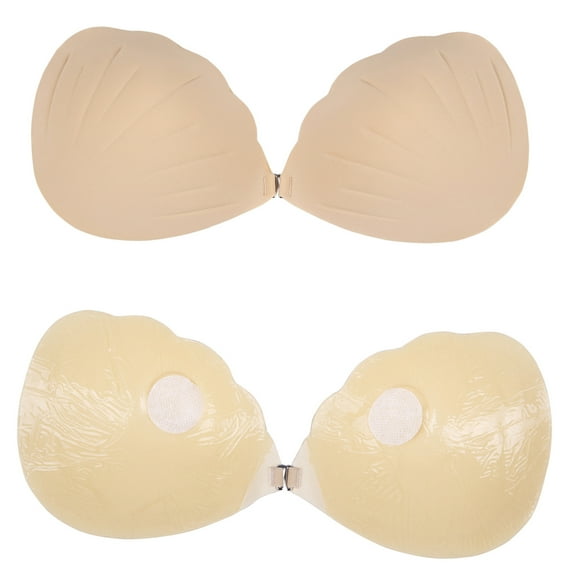 LELINTA Push-up Bra Wing Shape Gel Strapless, Reusable Bras Adjustable Nude Self Adhesive Invisible Backless for Wedding Dress/Evening Gowns, Cup D