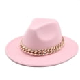 thumbnail image 1 of Sombrero Fedora Minnieouse Unisex ala ancha Collar de oro rosa, 1 of 6
