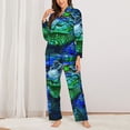thumbnail image 2 of Pofeuu Colorful Stained Glass Crocodile Print Womens Pajamas Set Long Sleeve Sleepwear Button Down Nightwear Soft Pj Lounge Sets Button Down Pajamas Women-Small, 2 of 7