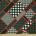 thumbnail image 2 of Red and Black Fabric by The Yard, Geometric Rectangle Frames Retro Patterns Polka Dots and Houndstooth, Stretch Knit Fabric for Clothing Sewing and Arts Crafts, 2 Yards, Scarlet White, by Ambesonne, 2 of 3