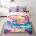 thumbnail image 2 of Manfei Cartoon Dolphin Bedding Full Size,Ocean Sea Beach Comforter Sets with Sheets,Rainbow Flower Floral Bedding Sets Full Size For Girl,Lightweight Bedroom Decorative Reversible,7pcs, 2 of 7