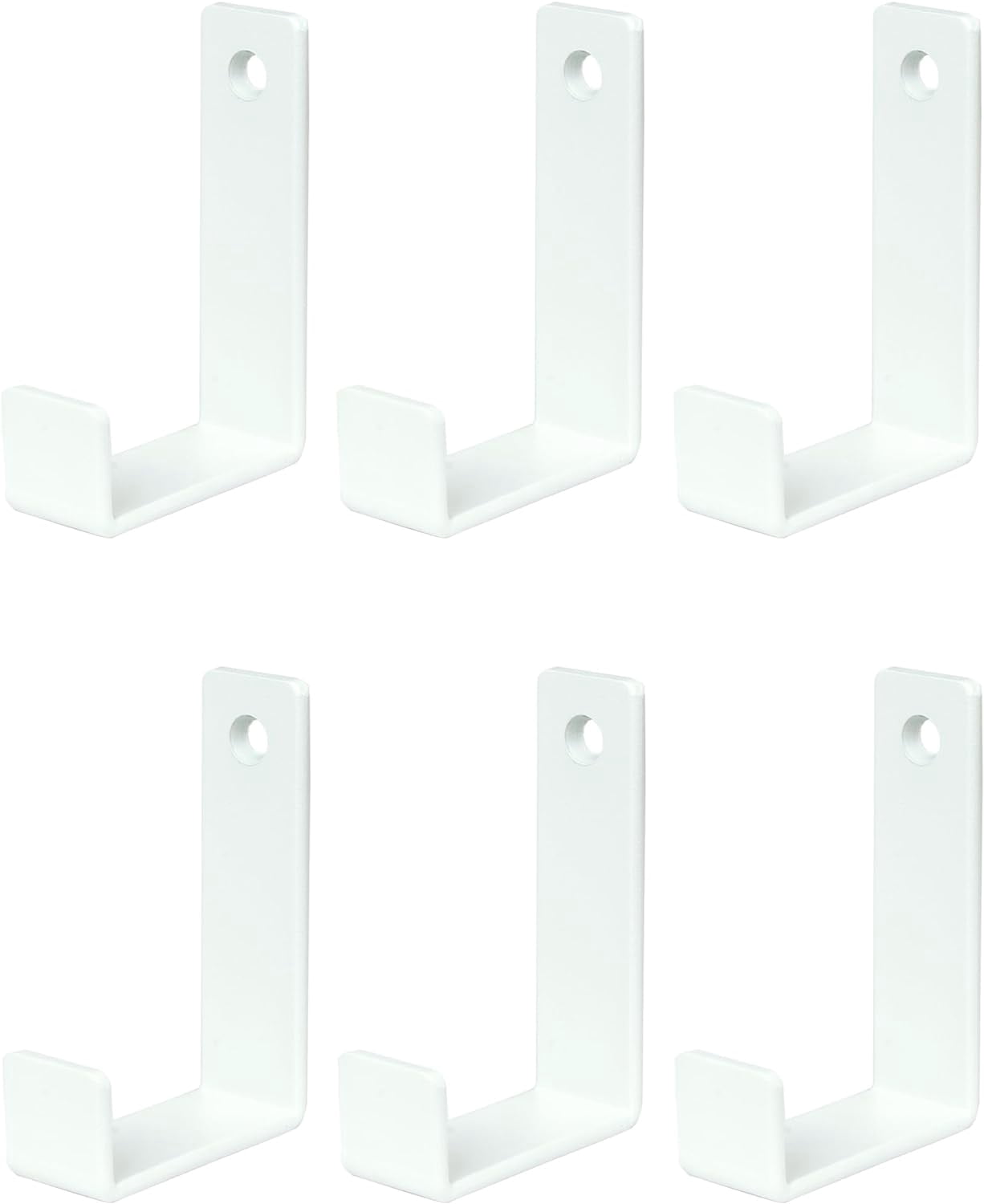 FEFEFW-6 Pack Heavy Duty Steel Essential Style Wall Hooks for Indoors & Outdoors (White J Hook)