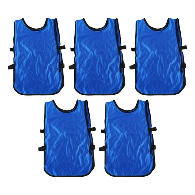 Team Practice Pinnies, Polyester Fabric 5PCS Elastic Ribbon Kids Training For Outdoor Activities Fluorescent Green,Dark Blue