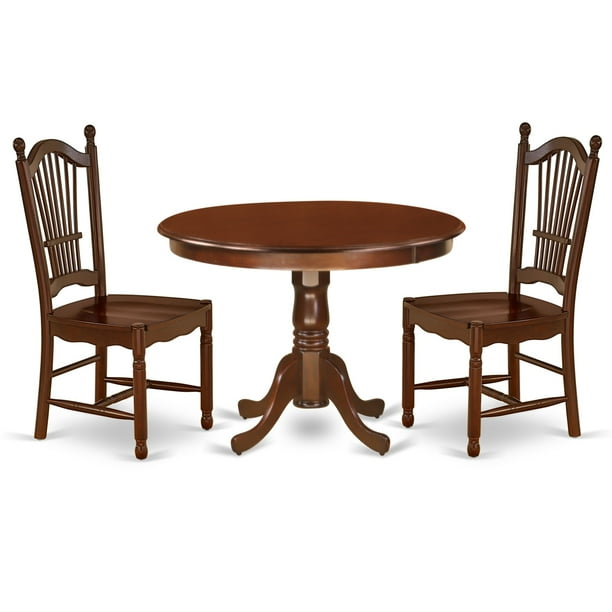 Hldo3 Mah W 3pc Round 42 Inch Dining Table And 2 Wood Seat Chairs Com Hldo3 Mah W 3pc Round 42 Inch Dining, 42 Inch Round Table And Chairs