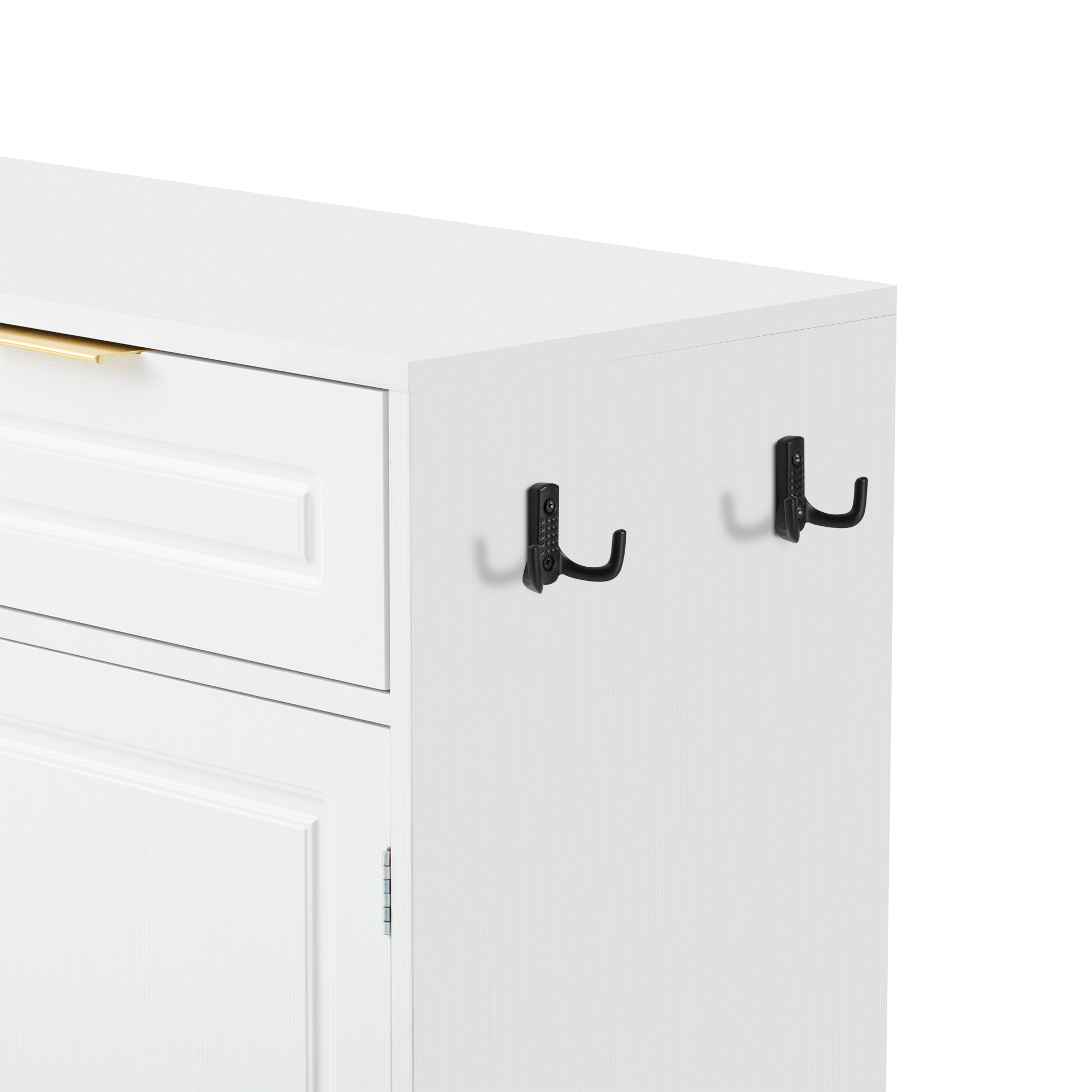 Euroco 59" Large Sideboard Buffet Cabinet with Storage, Farmhouse Multi-Functional Kitchen Storage Cabinet with 3 Drawers,Adjustable Shelf & Side Hook for Kitchen,Living Room,White