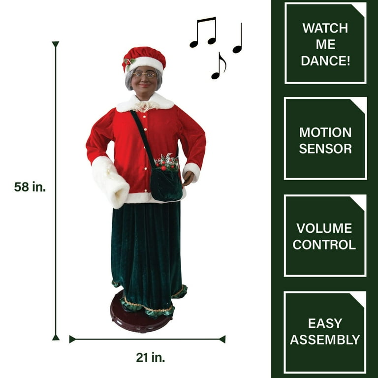 Fraser Hill Farm 4.8 ft Dancing African American Mrs. Claus