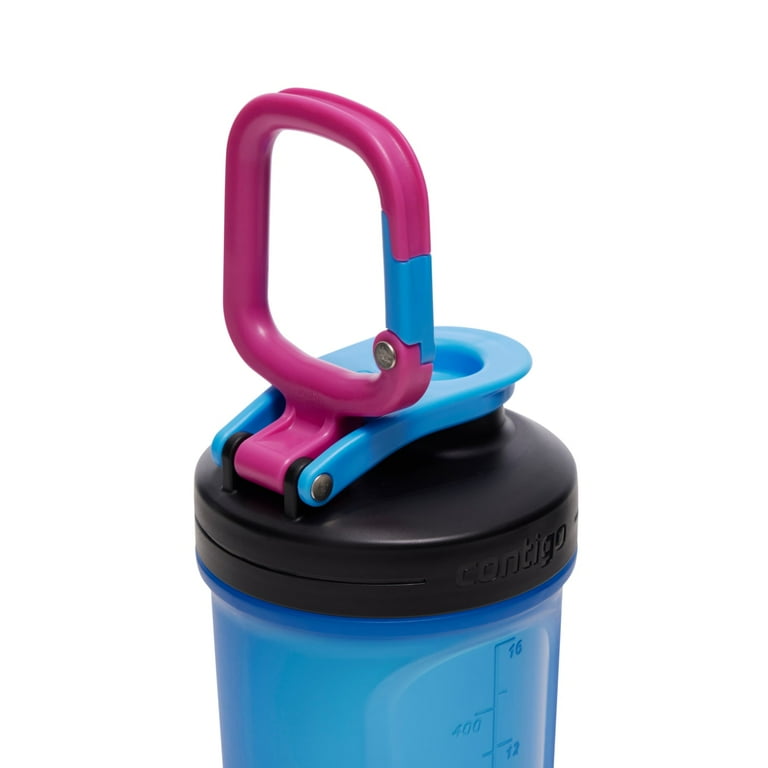 Contigo Fit Plastic Shake & Go 2.0 Shaker Bottle, Blue Poppy, 20