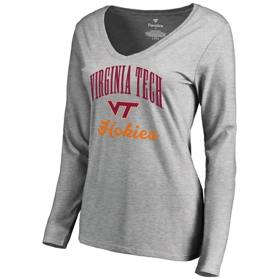 Women's Ash Virginia Tech Hokies Victory Script Long Sleeve T-Shirt