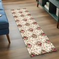 thumbnail image 4 of Vintage Pink Red Floral Large Area Rugs for Bedroom Living Room, Soft Non Slip Carpet Bedside Rug, Farmhouse Flower Green Leaf Rectangular Floor Cover Kitchen Accent Rug 2'x6' for Dining Room/Office, 4 of 9