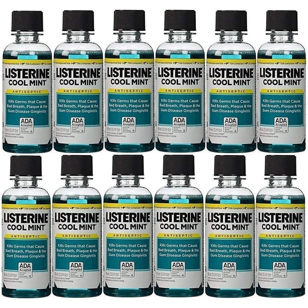 Listerine Cool Mint Antiseptic Mouthwash For Bad Breath, Travel Size 3.