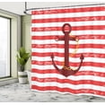 thumbnail image 4 of Ambesonne Striped Shower Curtain, Ship Anchor Chain Marine, 69"Wx84"L, Burgundy Mustard, 4 of 4