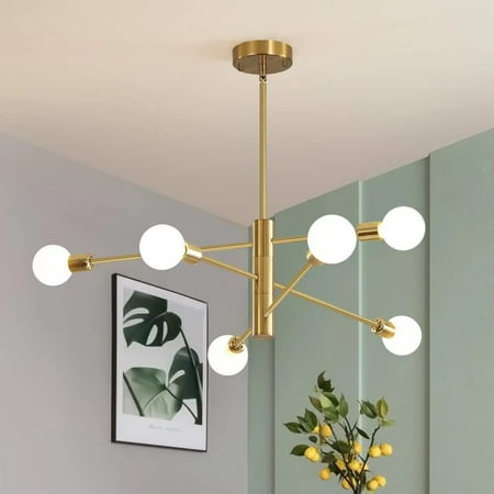 

ZXNYH Sputnik Chandelier Mid Century Modern Industrial E26 Pendant Lighting Chandeliers Ceiling Light Fixture Black and Gold Light for Living Room Kitchen Bedroom Dining Room and Farmhous