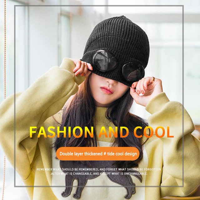 Gafas de gorra de esquí Gorra de esquí de lana cálida de invierno con gafas extraíbles Moda Unisex Adulto a prueba de viento FLhrweasw Nuevo