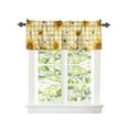 thumbnail image 2 of Kitchen Cafe Valance Curtain for Small Windows,Farm Honey Bee with Sunflower Rod Pocket Valances Watercolor Floral on Yellow Lattice Window Treatment Panel for Living Room/Bedroom/Bathroom,42x18in, 2 of 9