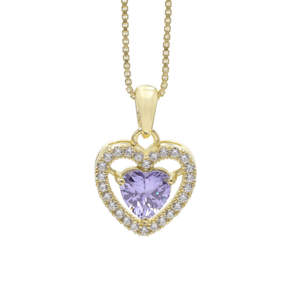 JAY JOOLS 18k Yellow Gold Plated Heart Pendant Necklace for Women – Minimalist Brass Necklace with Simulated Diamonds