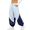 Blue, variant on Womens Slouchy Nylon Pants Casual Colorblock Workout Ankle Pants Baggy Wide Leg Track Pants
