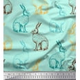 thumbnail image 1 of Soimoi Green Cotton Jersey Fabric Rabbit Animal Print Fabric by the Yard 58 Inch Wide, 1 of 3