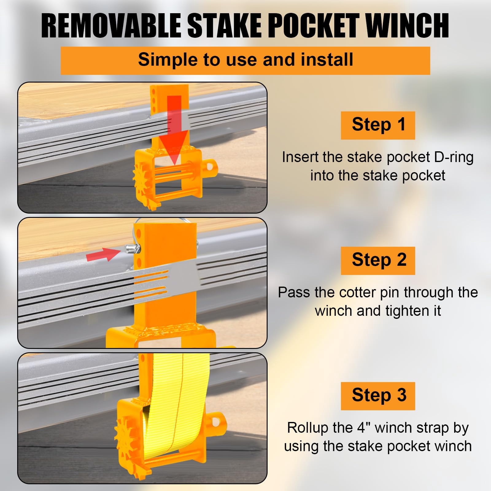 4 Pack Trailer Stake Pocket Winch, Heavy Duty Stake Pocket D Ring for Flatbed Trailer Trucks and Winches