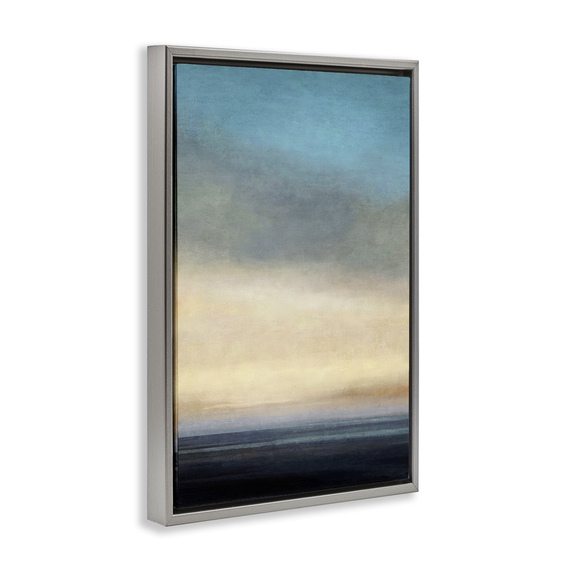 Stupell Industries Stormy Beach Abstraction Coastal Painting Gray Floater Framed Canvas Art Print Wall Art, 17 x 25