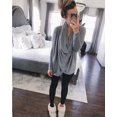 thumbnail image 2 of Womens Long Sleeve Irregular Crossed Front Soft Cotton Blouse T-Shirts, 2 of 3